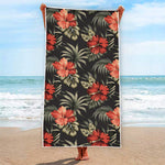 Vintage Tropical Hibiscus Floral Print Beach Towel