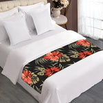 Vintage Tropical Hibiscus Floral Print Bed Runner