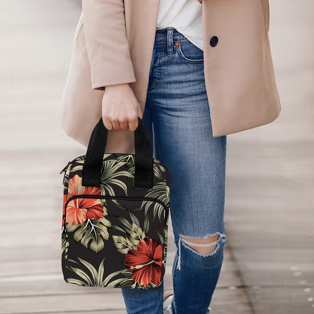 Vintage Tropical Hibiscus Floral Print Bible Tote Bag