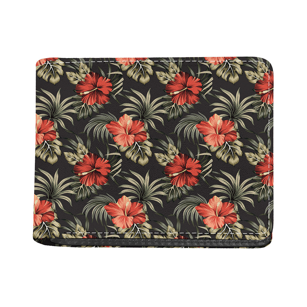 Vintage Tropical Hibiscus Floral Print Bifold Wallet