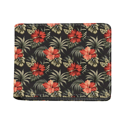 Vintage Tropical Hibiscus Floral Print Bifold Wallet
