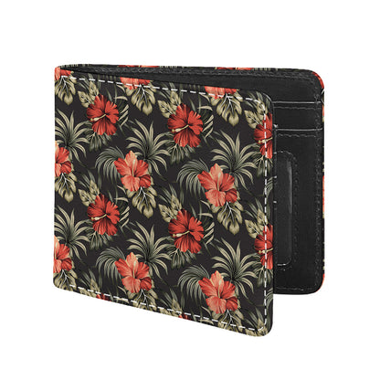 Vintage Tropical Hibiscus Floral Print Bifold Wallet