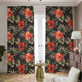 Vintage Tropical Hibiscus Floral Print Dimout Pencil Pleat Curtains