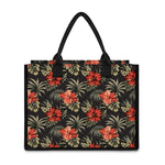 Vintage Tropical Hibiscus Floral Print Canvas Tote Bag