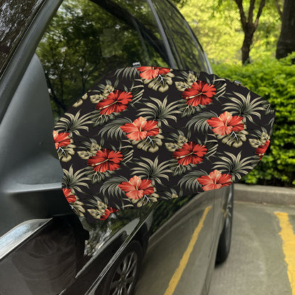 Vintage Tropical Hibiscus Floral Print Car Side Mirror Covers