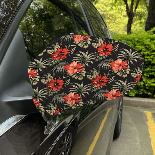 Vintage Tropical Hibiscus Floral Print Car Side Mirror Covers