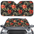 Vintage Tropical Hibiscus Floral Print Car Windshield Sun Shade