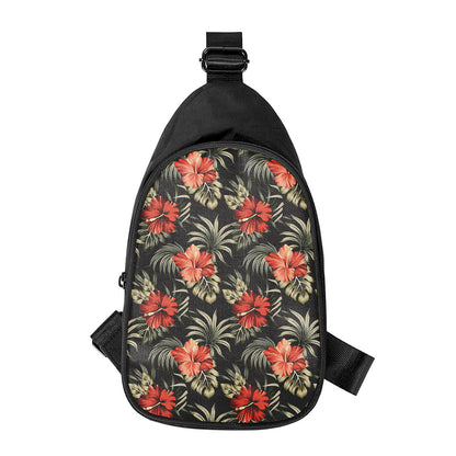 Vintage Tropical Hibiscus Floral Print Chest Bag