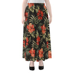 Vintage Tropical Hibiscus Floral Print Chiffon Maxi Skirt