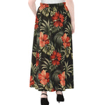 Vintage Tropical Hibiscus Floral Print Chiffon Maxi Skirt