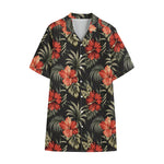 Vintage Tropical Hibiscus Floral Print Cotton Hawaiian Shirt