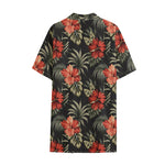 Vintage Tropical Hibiscus Floral Print Cotton Hawaiian Shirt