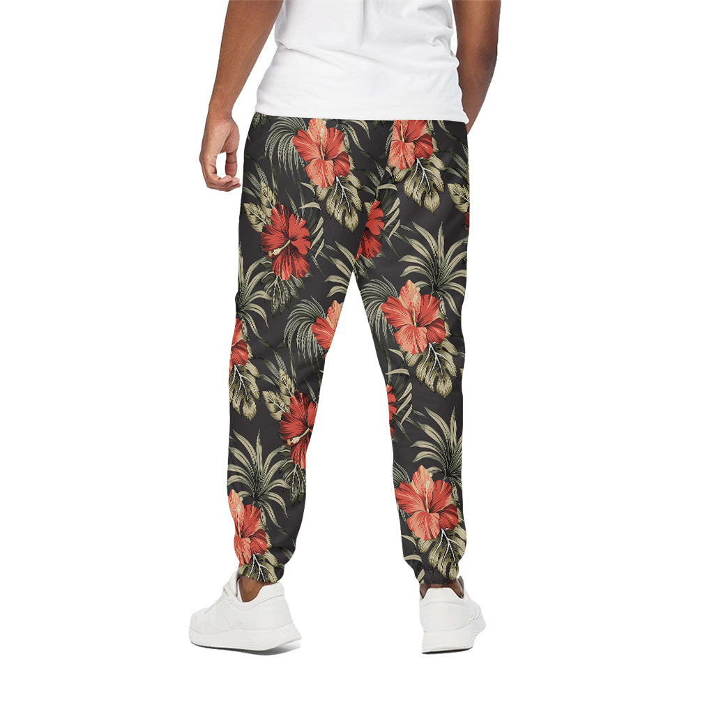 Vintage Tropical Hibiscus Floral Print Cotton Pants
