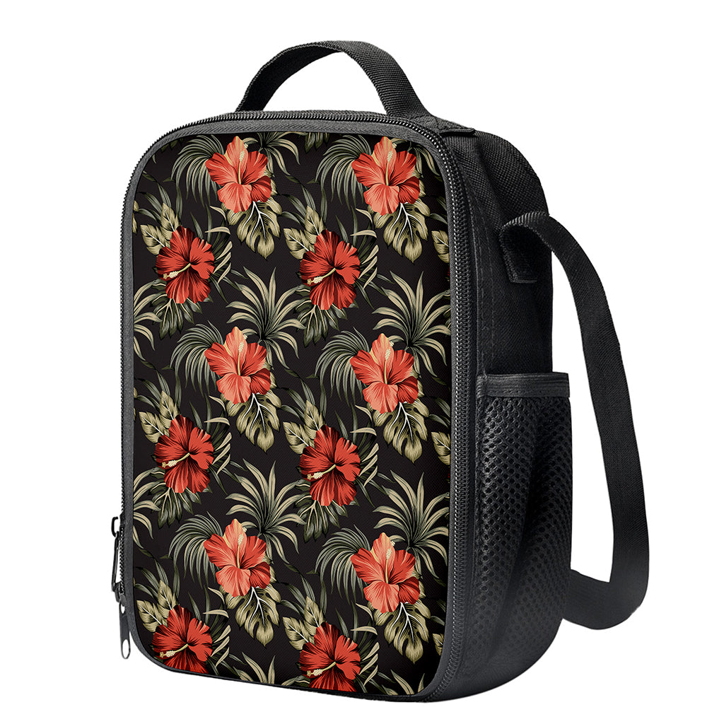 Vintage Tropical Hibiscus Floral Print Crossbody Lunch Bag