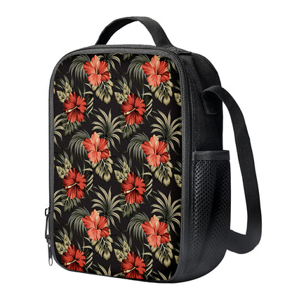 Vintage Tropical Hibiscus Floral Print Crossbody Lunch Bag