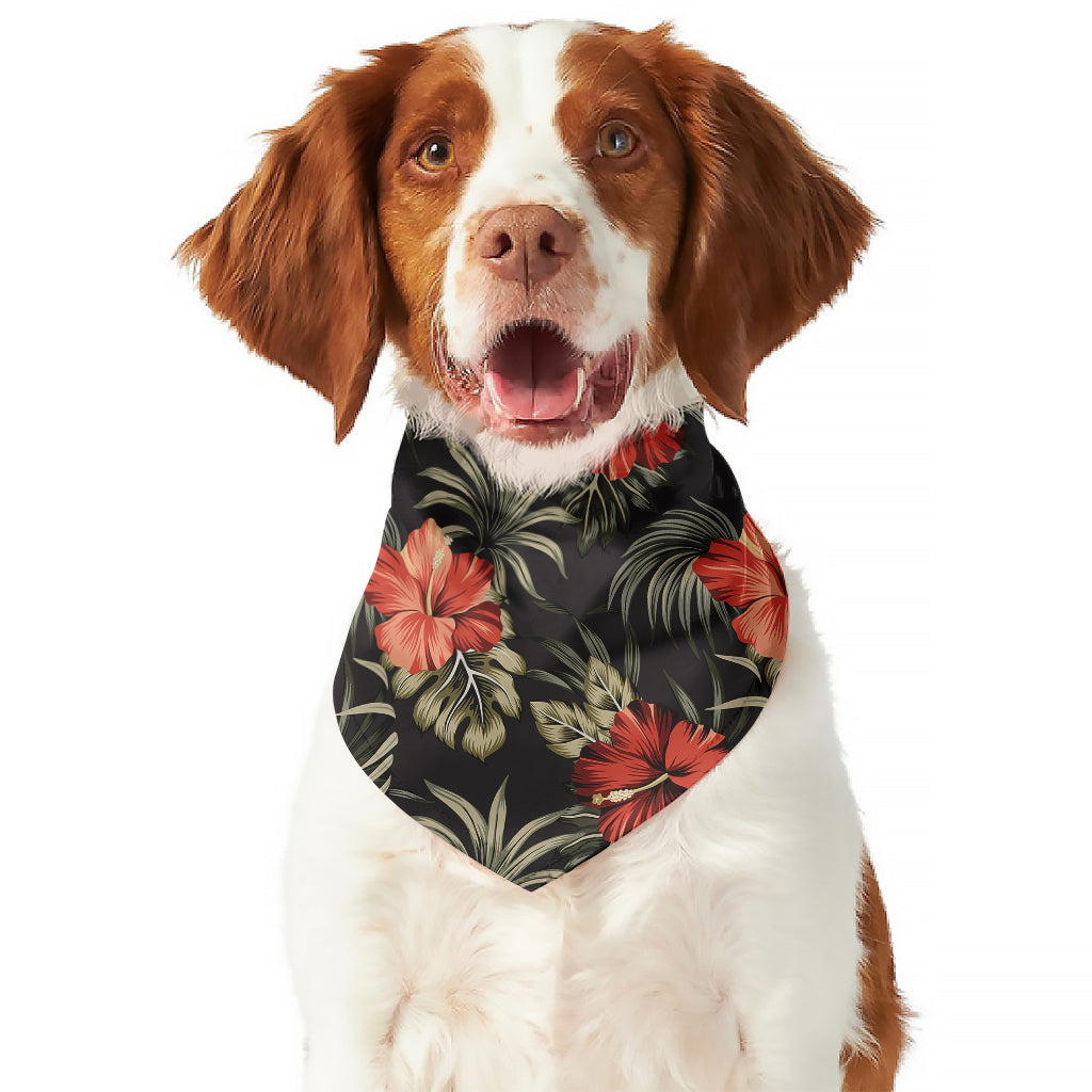 Vintage Tropical Hibiscus Floral Print Dog Bandana