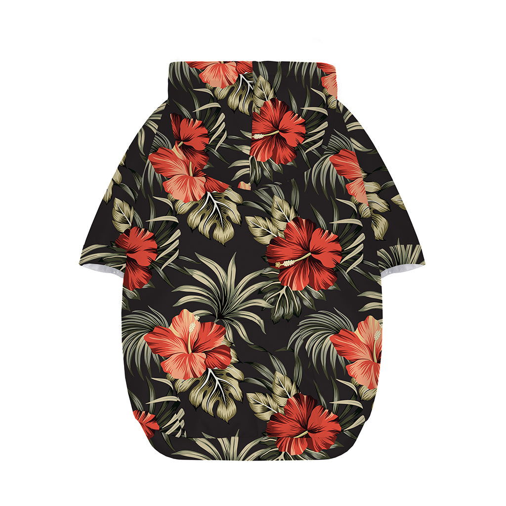 Vintage Tropical Hibiscus Floral Print Dog Zip Up Hoodie
