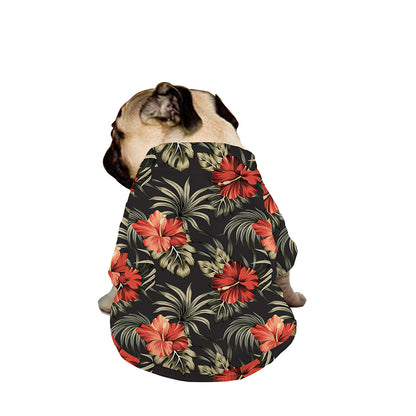 Vintage Tropical Hibiscus Floral Print Dog Zip Up Jacket