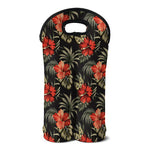 Vintage Tropical Hibiscus Floral Print Double Neoprene Wine Tote