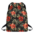 Vintage Tropical Hibiscus Floral Print Drawstring Backpack