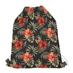 Vintage Tropical Hibiscus Floral Print Drawstring Bag