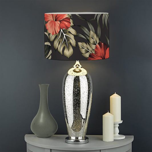 Vintage Tropical Hibiscus Floral Print Drum Lamp Shade