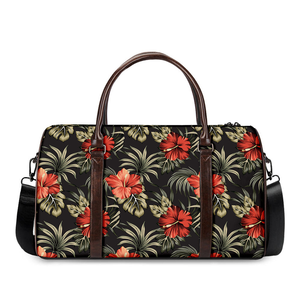 Vintage Tropical Hibiscus Floral Print Duffle Bag