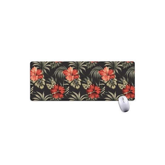 Vintage Tropical Hibiscus Floral Print Extended Mouse Pad