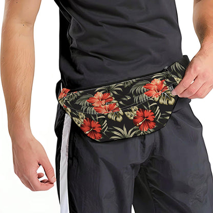 Vintage Tropical Hibiscus Floral Print Fanny Pack