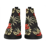 Vintage Tropical Hibiscus Floral Print Flat Ankle Boots