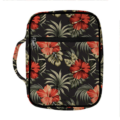 Vintage Tropical Hibiscus Floral Print Front Pocket Bible Bag
