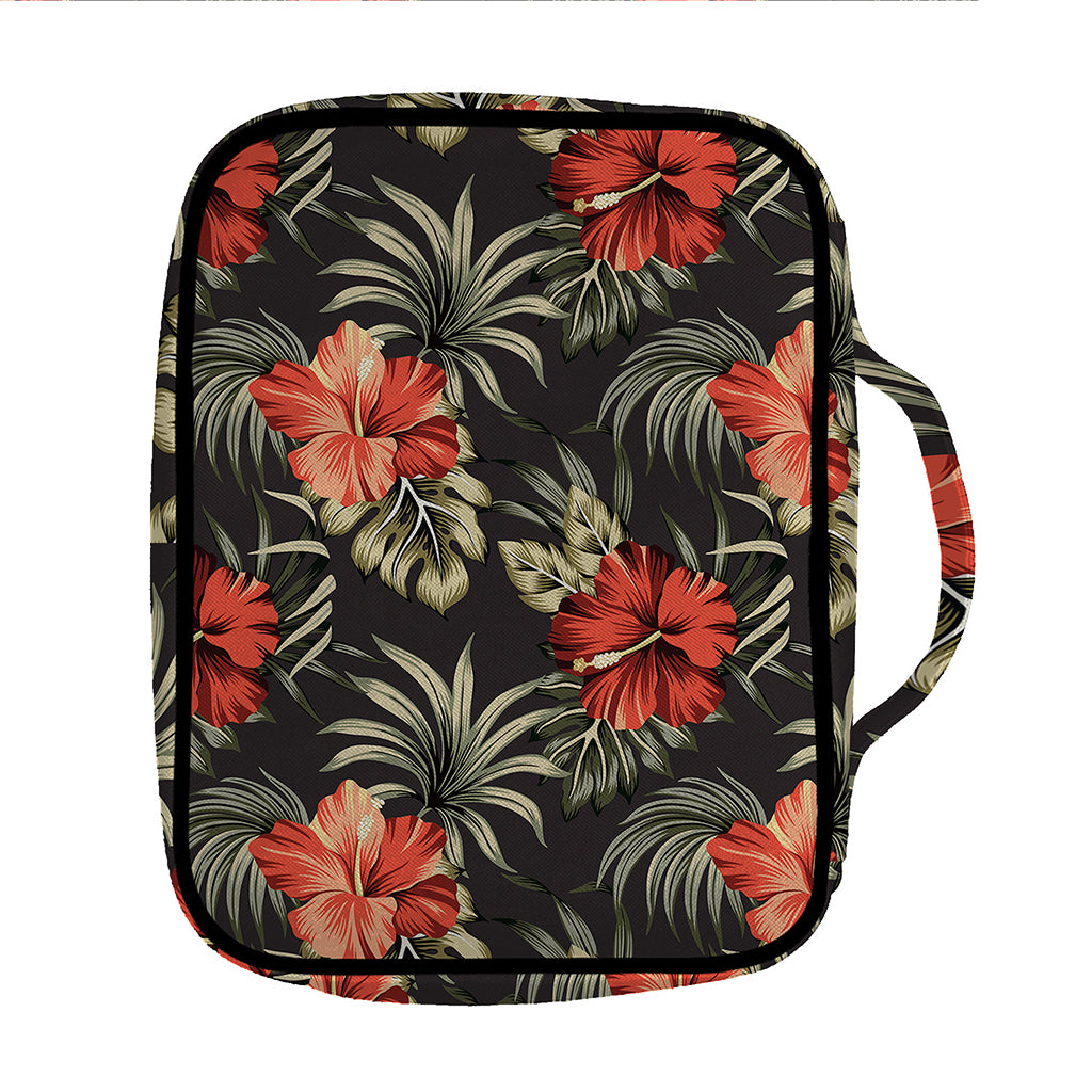 Vintage Tropical Hibiscus Floral Print Front Pocket Bible Bag