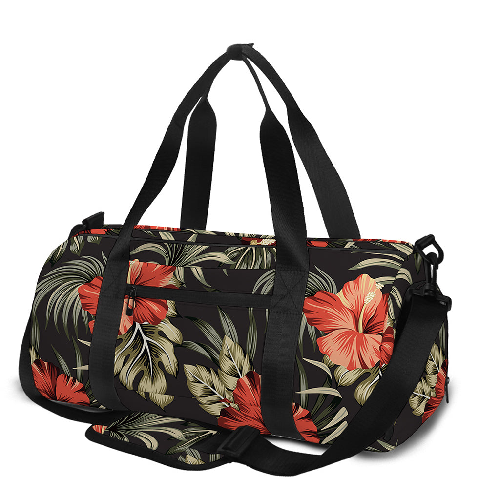 Vintage Tropical Hibiscus Floral Print Gym Bag