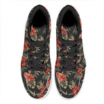 Vintage Tropical Hibiscus Floral Print High Top Leather Sneakers
