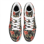 Vintage Tropical Hibiscus Floral Print High Top Leather Sneakers