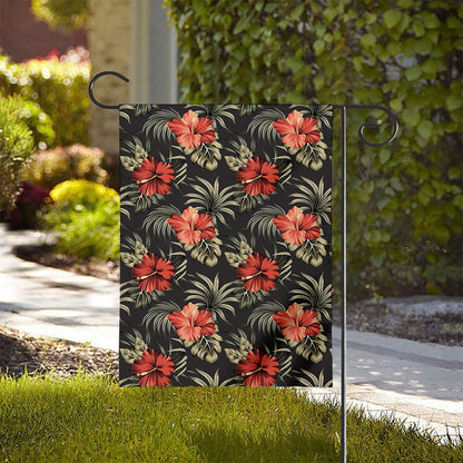 Vintage Tropical Hibiscus Floral Print House Flag