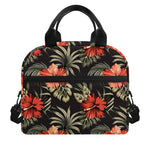 Vintage Tropical Hibiscus Floral Print Insulated Lunch Bag