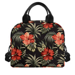 Vintage Tropical Hibiscus Floral Print Insulated Lunch Bag