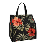 Vintage Tropical Hibiscus Floral Print Insulated Lunch Tote