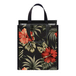 Vintage Tropical Hibiscus Floral Print Insulated Lunch Tote