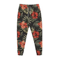 Vintage Tropical Hibiscus Floral Print Jogger Pants