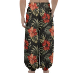 Vintage Tropical Hibiscus Floral Print Lantern Pants