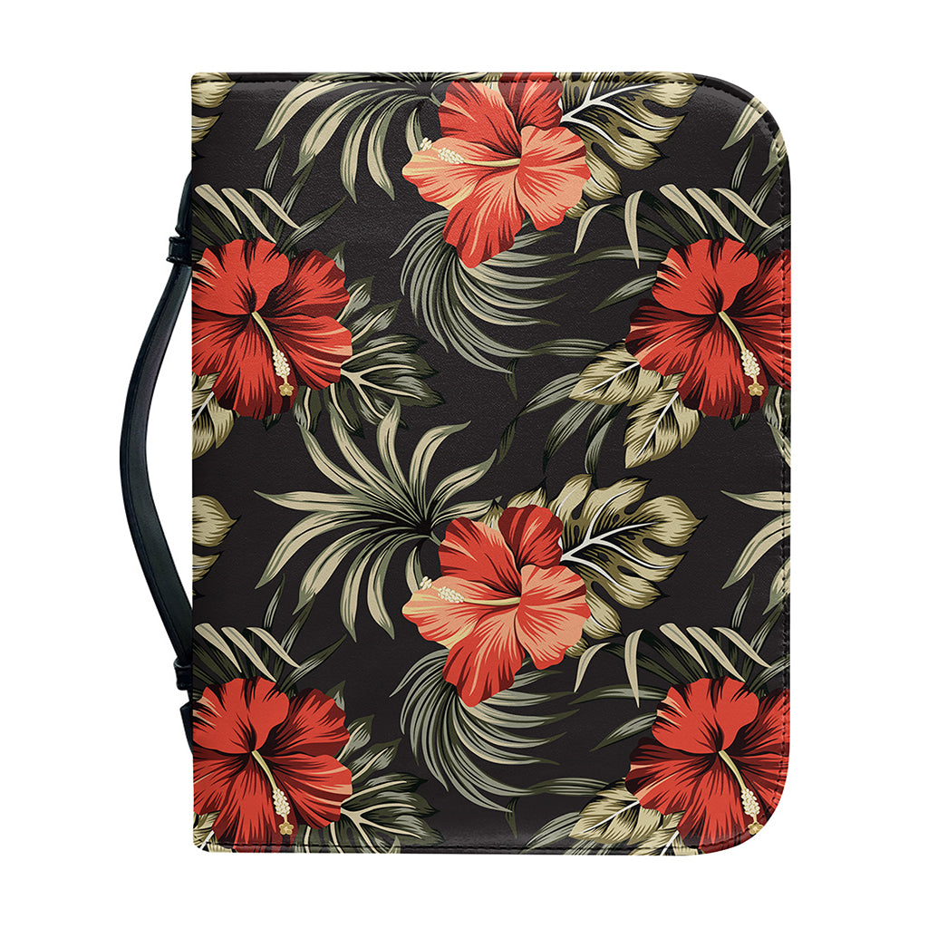 Vintage Tropical Hibiscus Floral Print Leather Bible Cover