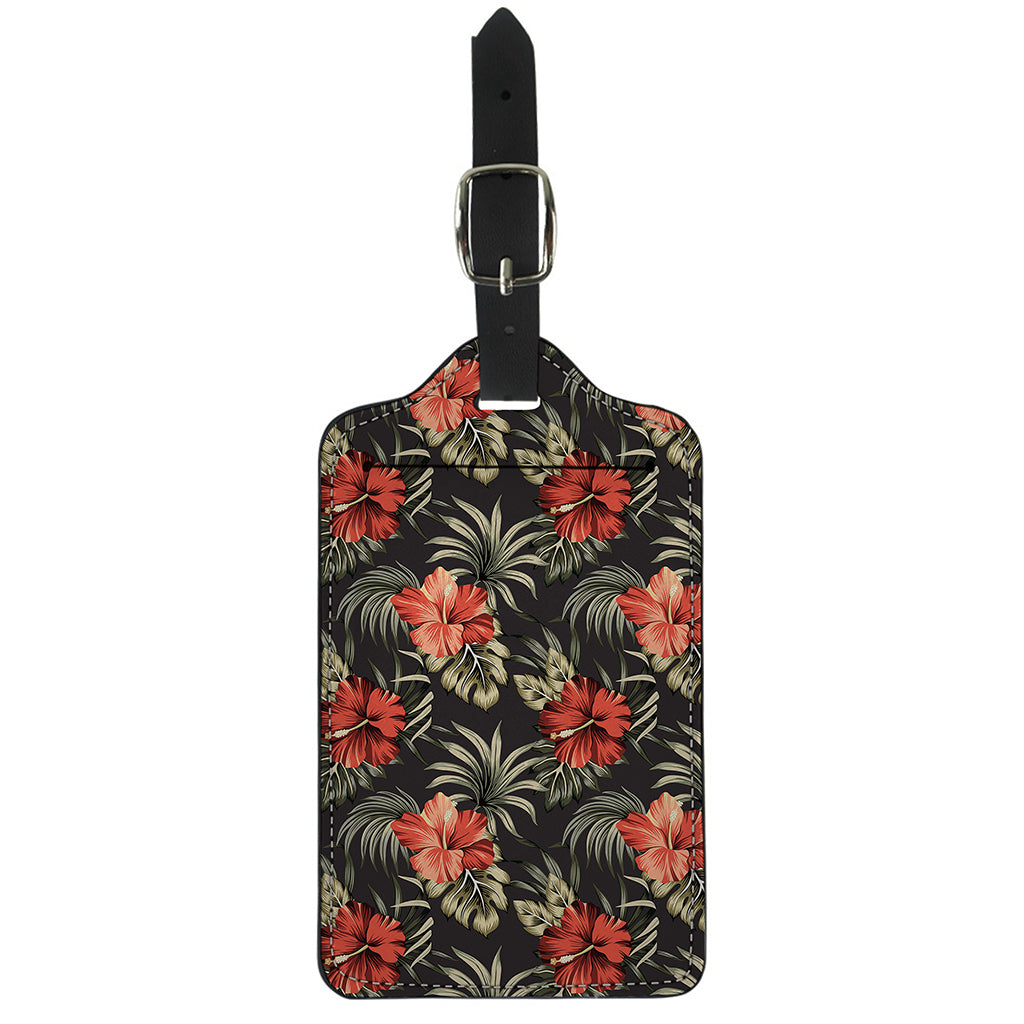 Vintage Tropical Hibiscus Floral Print Luggage Tag