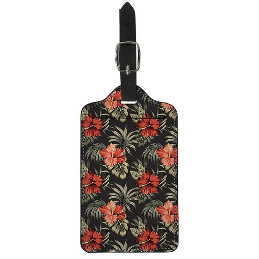 Vintage Tropical Hibiscus Floral Print Luggage Tag