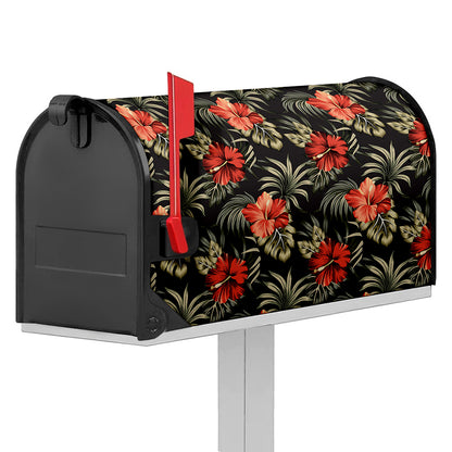 Vintage Tropical Hibiscus Floral Print Mailbox Cover