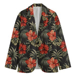 Vintage Tropical Hibiscus Floral Print Men's Blazer