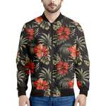 Vintage Tropical Hibiscus Floral Print Men's Bomber Jacket