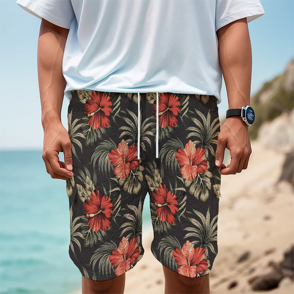 Vintage Tropical Hibiscus Floral Print Men's Cargo Shorts