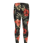 Vintage Tropical Hibiscus Floral Print Men's leggings